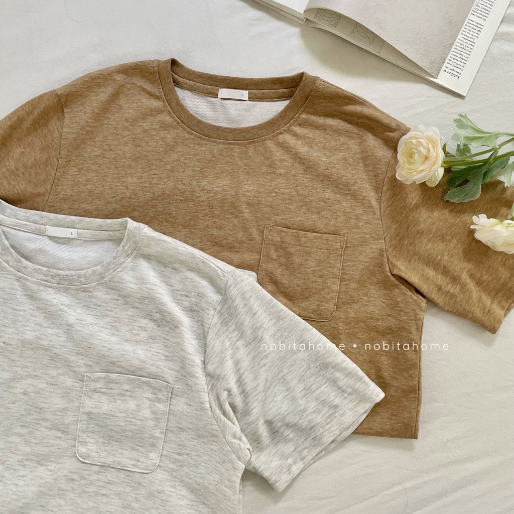 NOBITA HOME - Áo thun tay ngắn vân xược 1 túi 7537