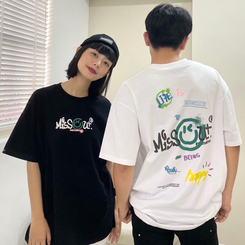 Áo thun missout smiley tee áo thun tay lỡ miss out smiley dành cho nam nữ