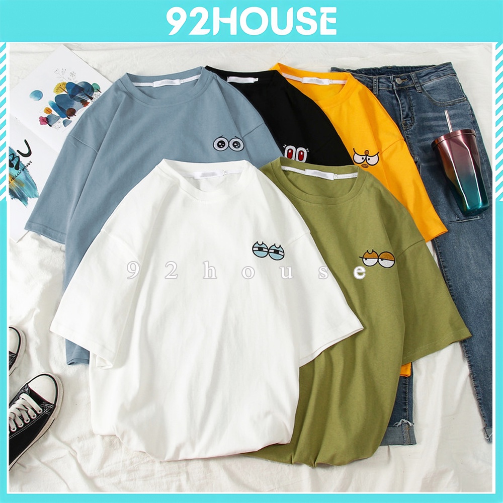 Áo thun tay lỡ unisex thêu hình đôi mắt / Áo phông form rộng