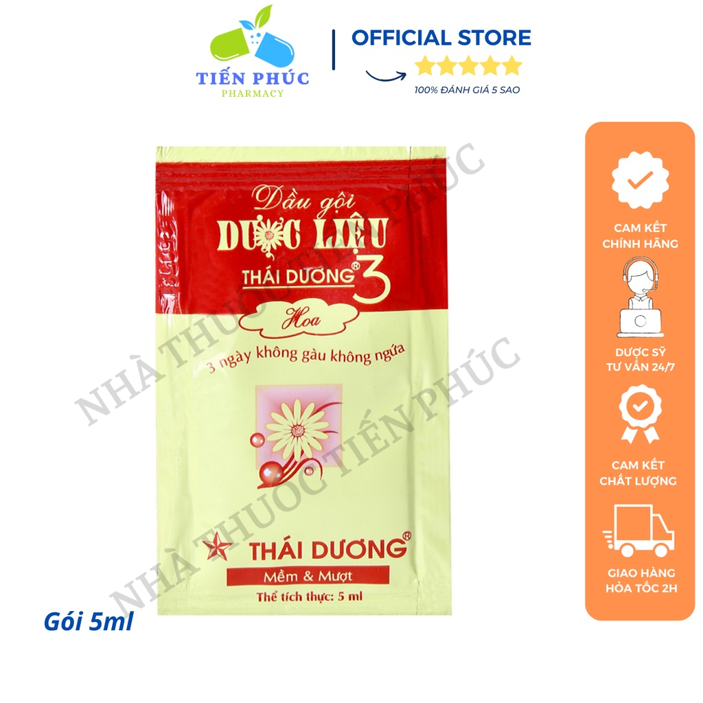 Dầu gội dược liệu thái dương 3 - Giúp dưỡng tóc mềm mượt, sạch gàu, hết ngứa, giảm rụng tóc Gói 5ML