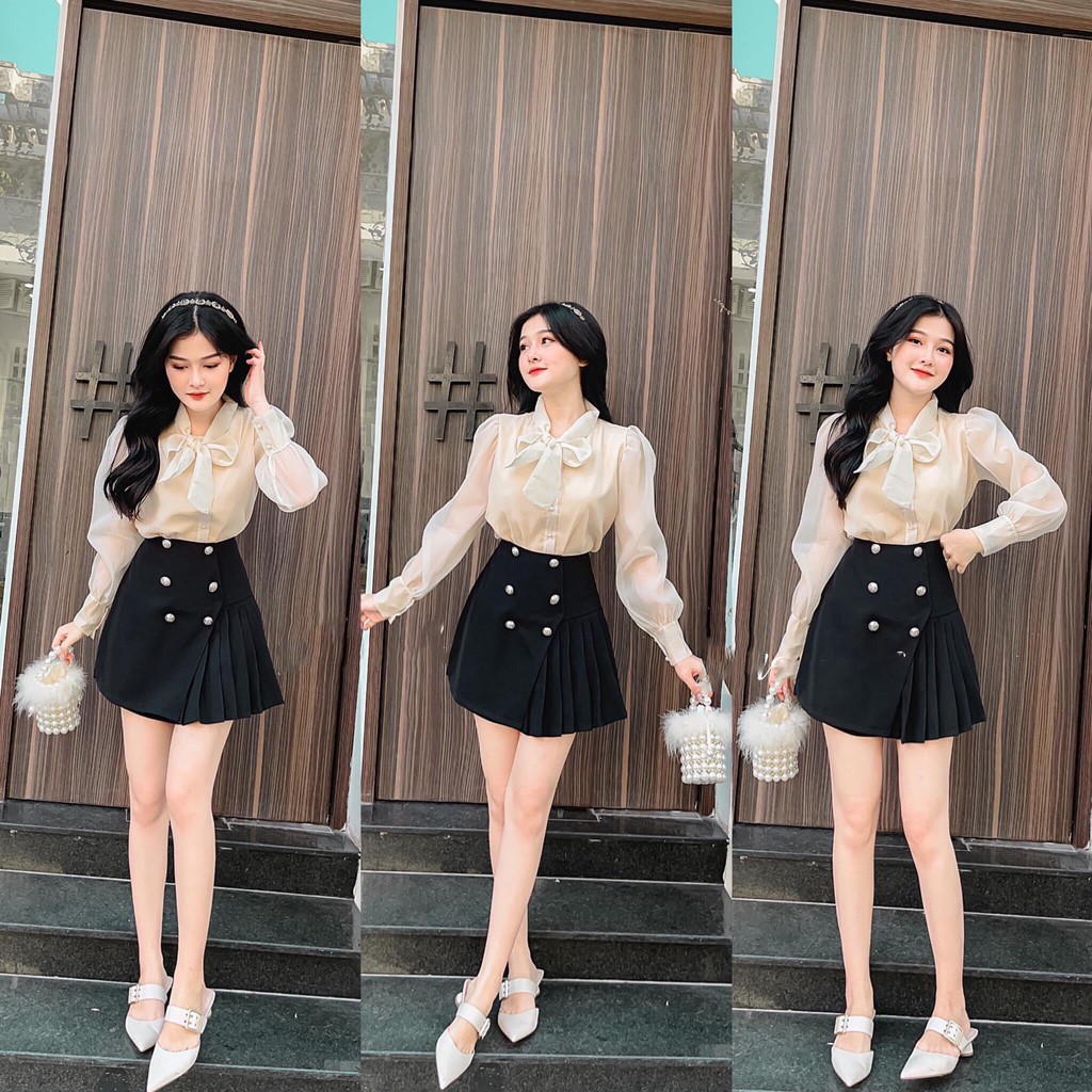 Áo sơ mi nữ thắt nơ cổ xinh xắn siêu hot hit Nina Shirt | BigBuy360 - bigbuy360.vn