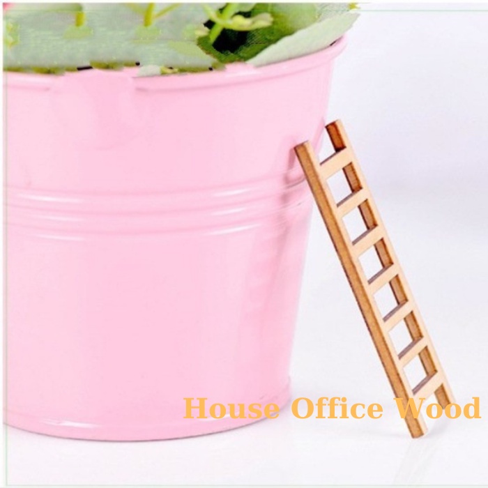 Cầu thang gỗ mini phụ kiện tiểu cảnh sen đá, xương rồng, chậu cây để bàn (Combo 3c)