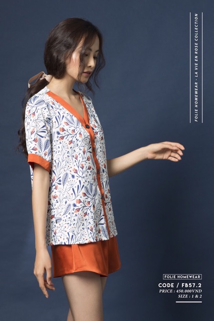 Folie Homewear đồ mặc nhà áo tay ngắn quần đùi FB57 ba màu