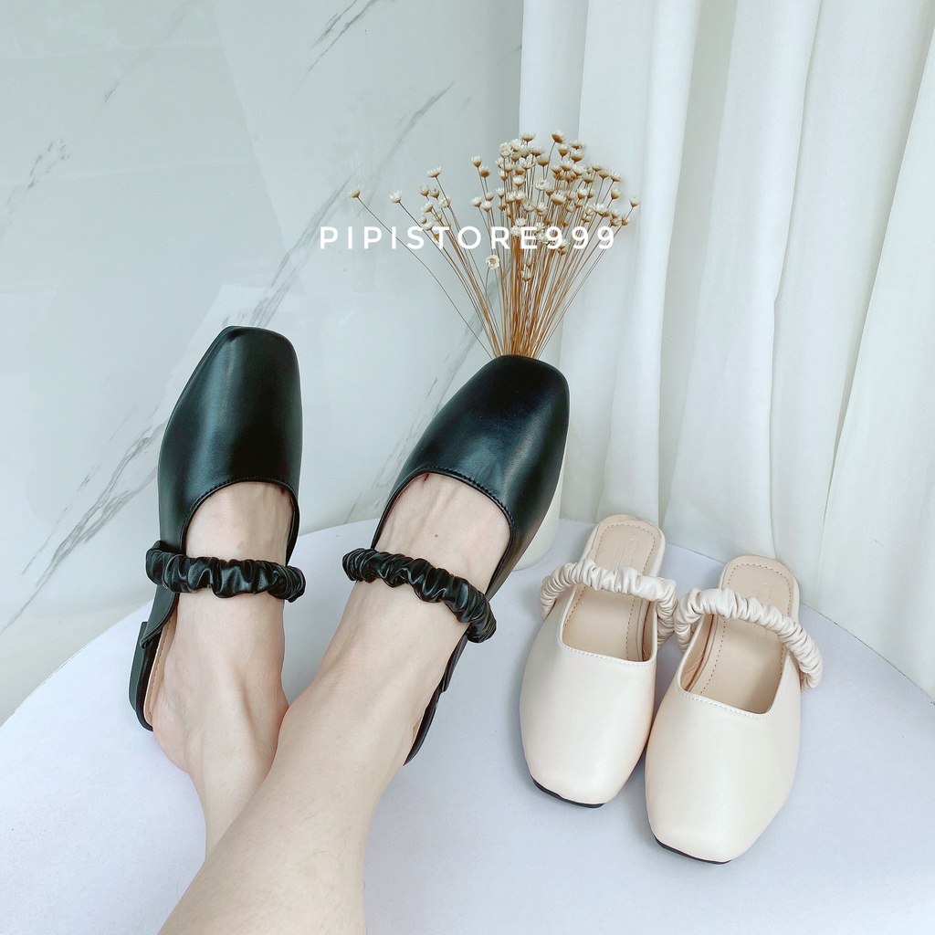 Tăng 1 size Giày Sục Giày Búp Bê Marry Jane Khoét Gót Quai Ngang Chun Giá Yêu G142