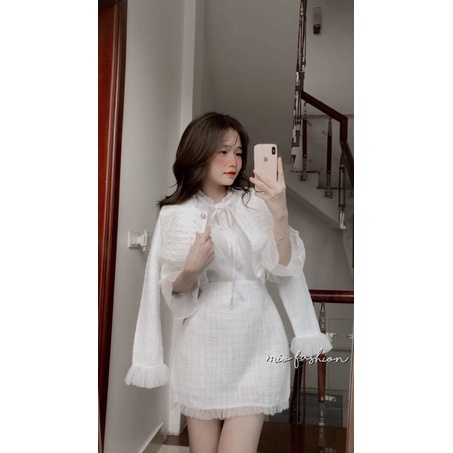 sét dạ phối bèo tiểu thư sang chảnh ( ảnh thật shop chụp) | BigBuy360 - bigbuy360.vn