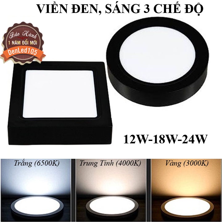 ĐÈN LED ỐP TRẦN NỔI 12W-18W-24W. SÁNG 3 CHẾ ĐỘ