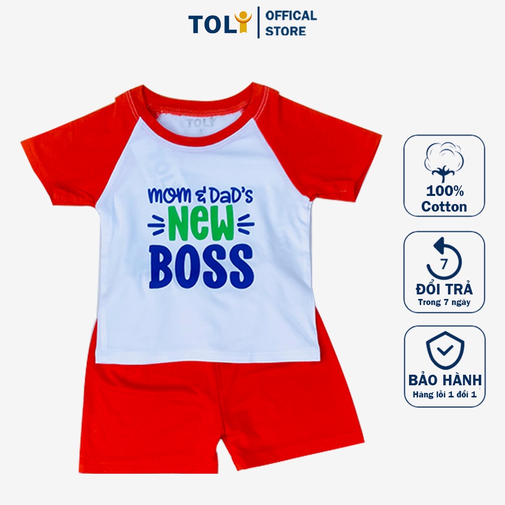 Bộ Quần Áo Bé Trai Toli Chất Liệu Cotton Mềm Mịn, Thoáng Mát, 3 Màu Cực Đáng Yêu 4-16kg [ĐỎ-MM051]
