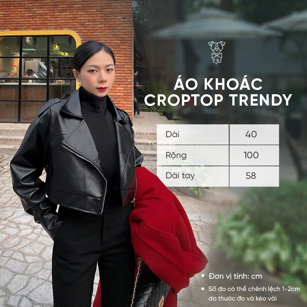 Áo khoác da nữ dáng ngắn 2 lớp , áo khoác croptop, leather jacket, ulzzang, thiết kế T-Ju (trendy croptop)
