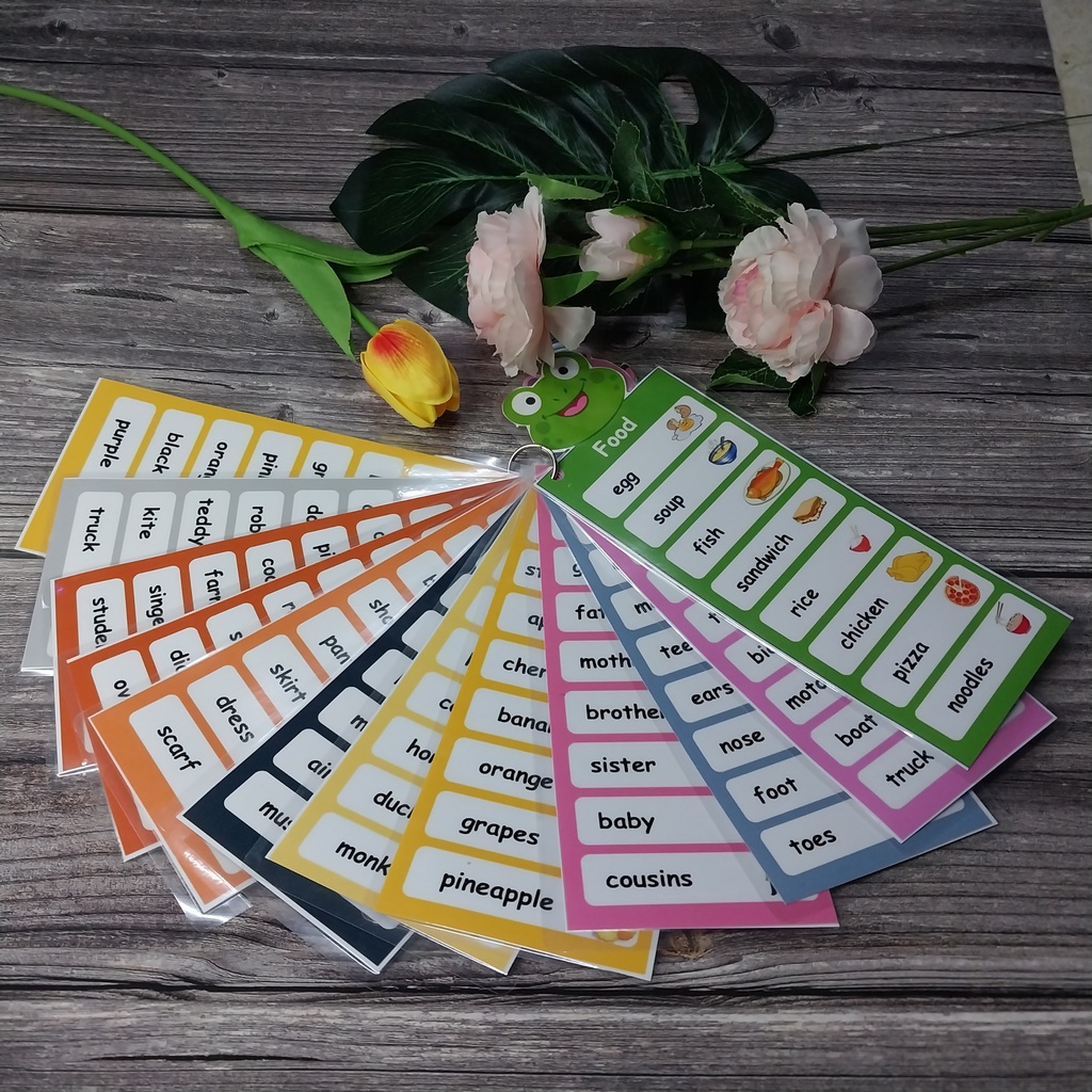 Bộ tiếng anh 12 chủ đề học liệu cho bé, ép plastic bền bỉ, bản lớn đẹp mắt