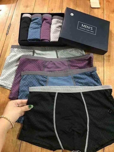 HỘP 4 QUẦN SỊP ĐÙI THÔNG HƠI CHO NAM