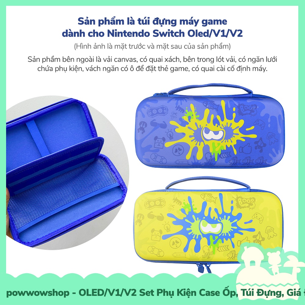 Oled/V1/V2 Set Bộ Phụ Kiện Case Ốp, Túi Đựng, Giá Đỡ, Hộp Băng, Nút Bọc Nintendo Switch Splatoon 3