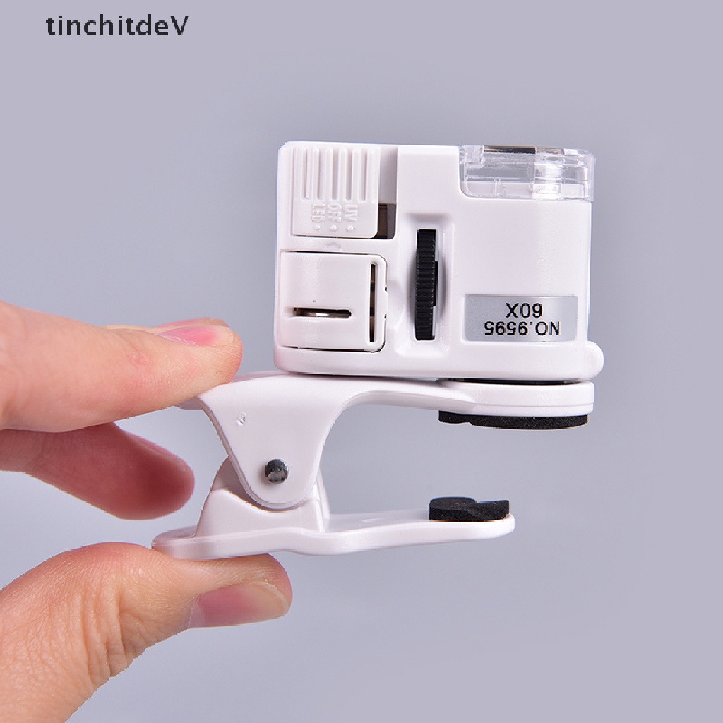 Kính Lúp Phóng Đại 60 Lần Kẹp Điện Thoại Có Đèn LED UV