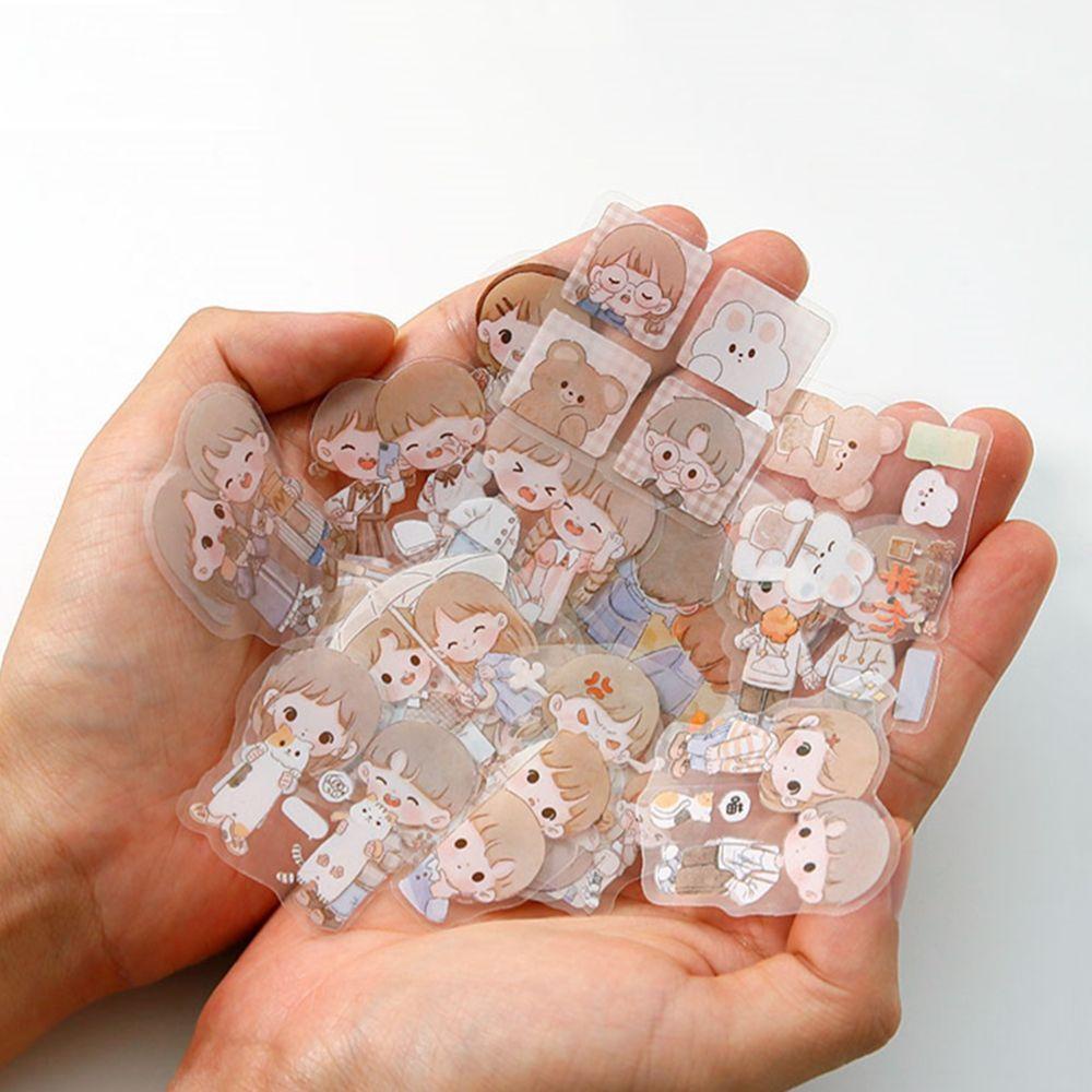 LAKAMIER Sticker PET Chống Thấm Nước Hình Bé Trai Bé Gái Trang Trí Sổ Tay