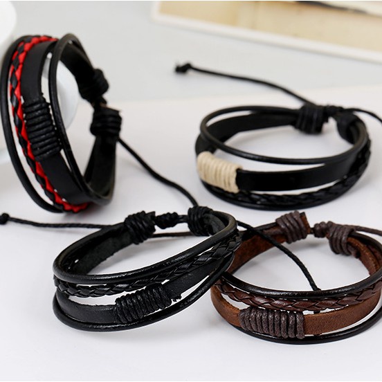 Vòng đeo tay dây da handmade nam nữ thủ công - Mã VTDA The Collar Box