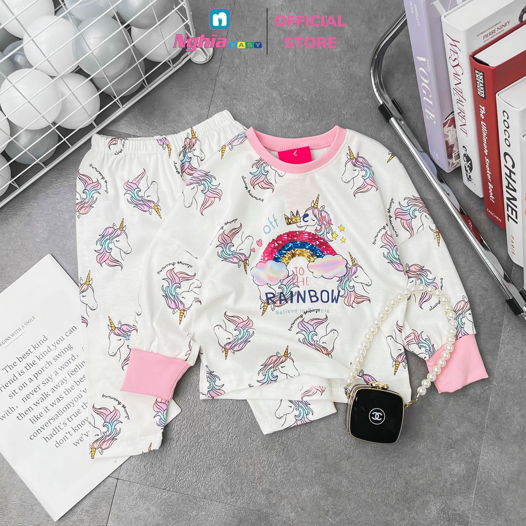Đồ bộ dài bé gái - Bộ Quần áo dài tay bé gái - Đồ bộ dài tay cho bé gái chất bozip NGHĨA BABY dành cho bé từ 13kg-28kg