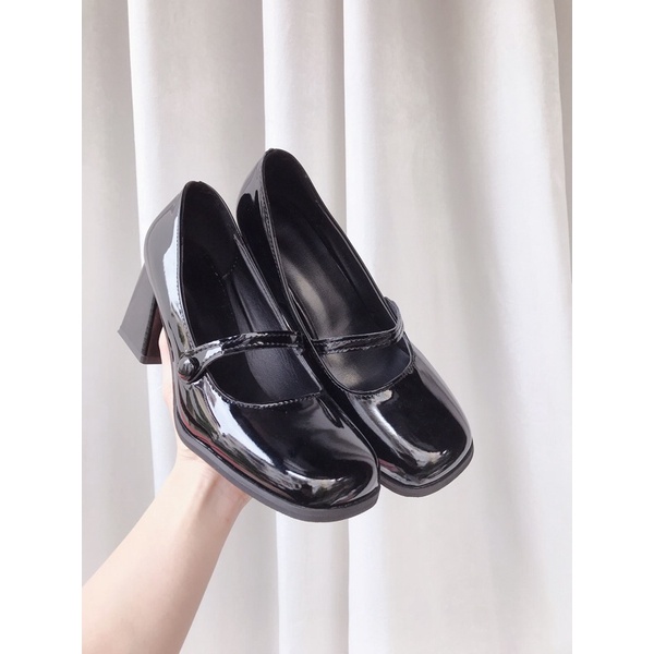 Video hàng loại 1 Giày cao gót mũi vuông da bóng đế 7cm sang chảnh G060