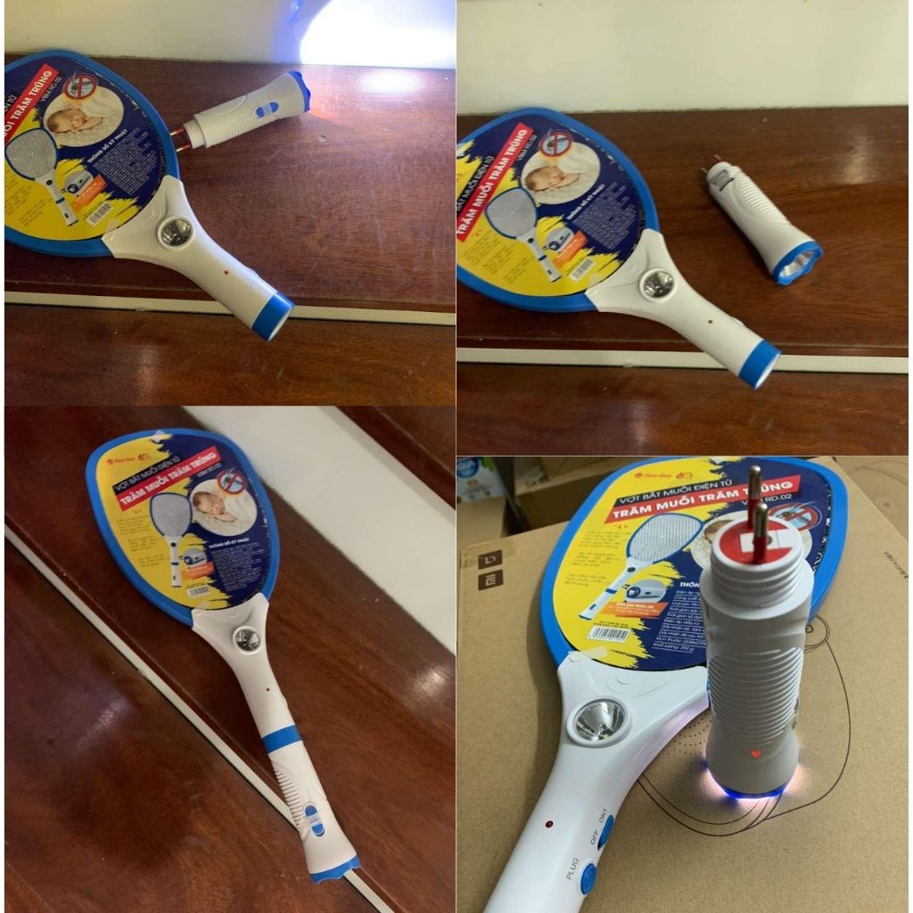 Vợt muỗi 2 trong 1 Rạng Đông VBM RD.02 cao cấp - Vợt bắt muỗi điện tử 2 trong 1 Có kiêm đèn pin siêu sáng mini