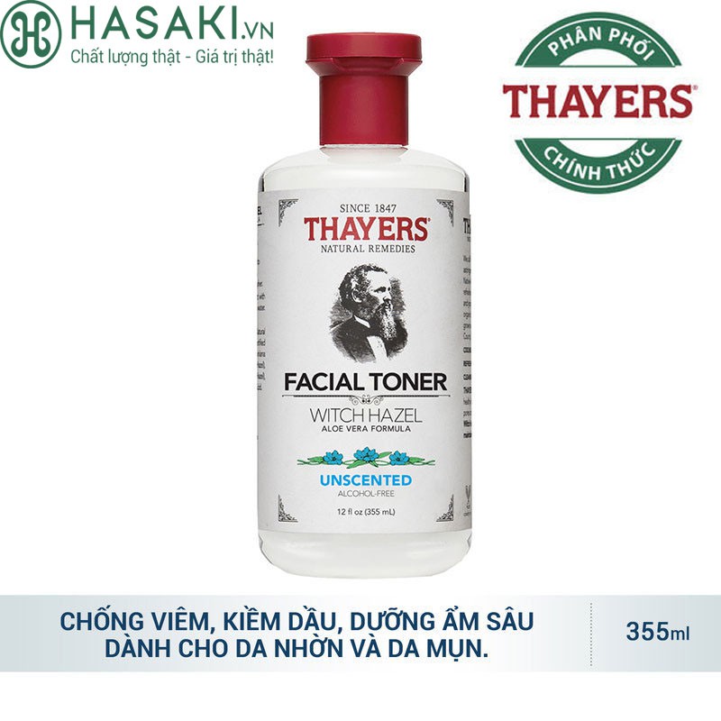 [Mã SKAMA8 giảm 8% đơn 300K] Nước Hoa Hồng Thayers Không Cồn Không Mùi Unscented 355ml