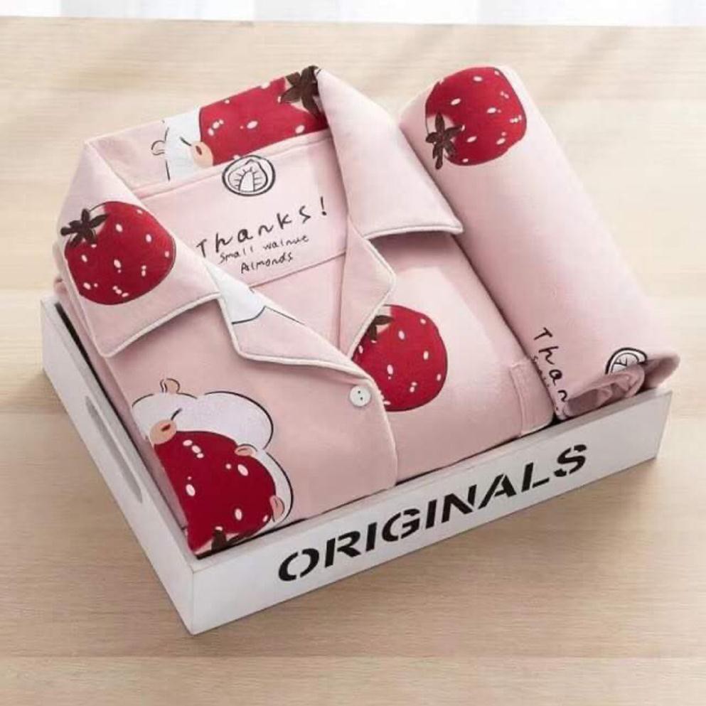 Quần áo ngủ, Bộ ngủ pijama hoa quả dài tay dày dặn | BigBuy360 - bigbuy360.vn
