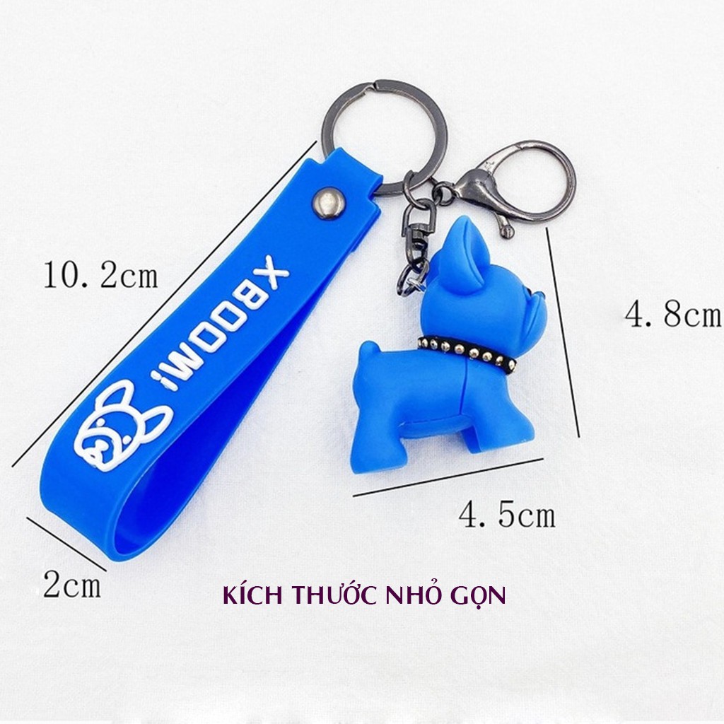 Móc khóa hình chú chó bulldog dễ thương, móc chìa khoá keychain cún dog nhiều màu dễ thương