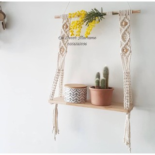 [Giá Ưu Đãi] Kệ Gỗ Thông macrame treo tường - Kệ trang trí  ( trang trí nhà,homestay,phòng ngủ....)