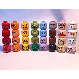 Phụ kiện Iego 6 : Đầu màu, gương mặt 1 sắc hoặc 2 sắc - Minifigure, Head
