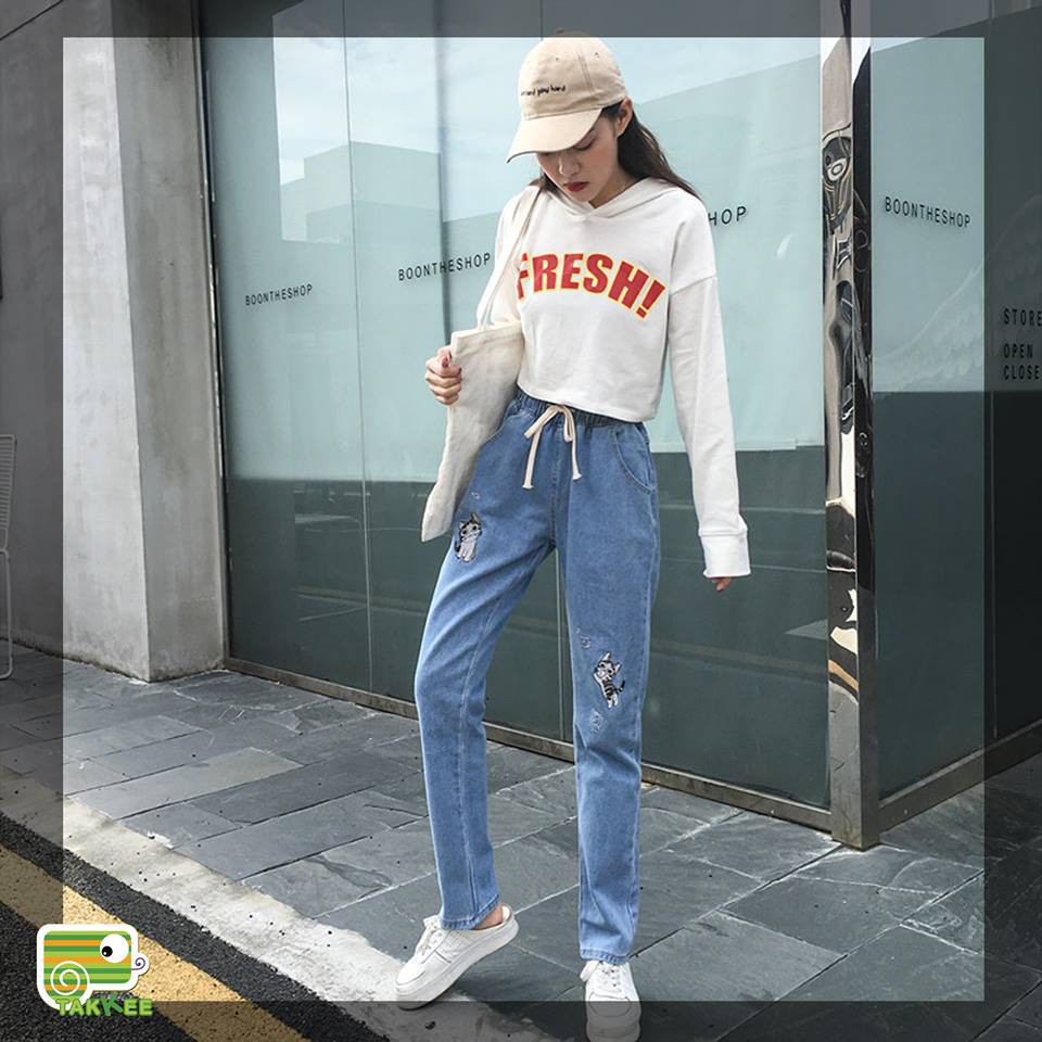 QB210_QUẦN BAGGY HÌNH MÈO DỄ THƯƠNG