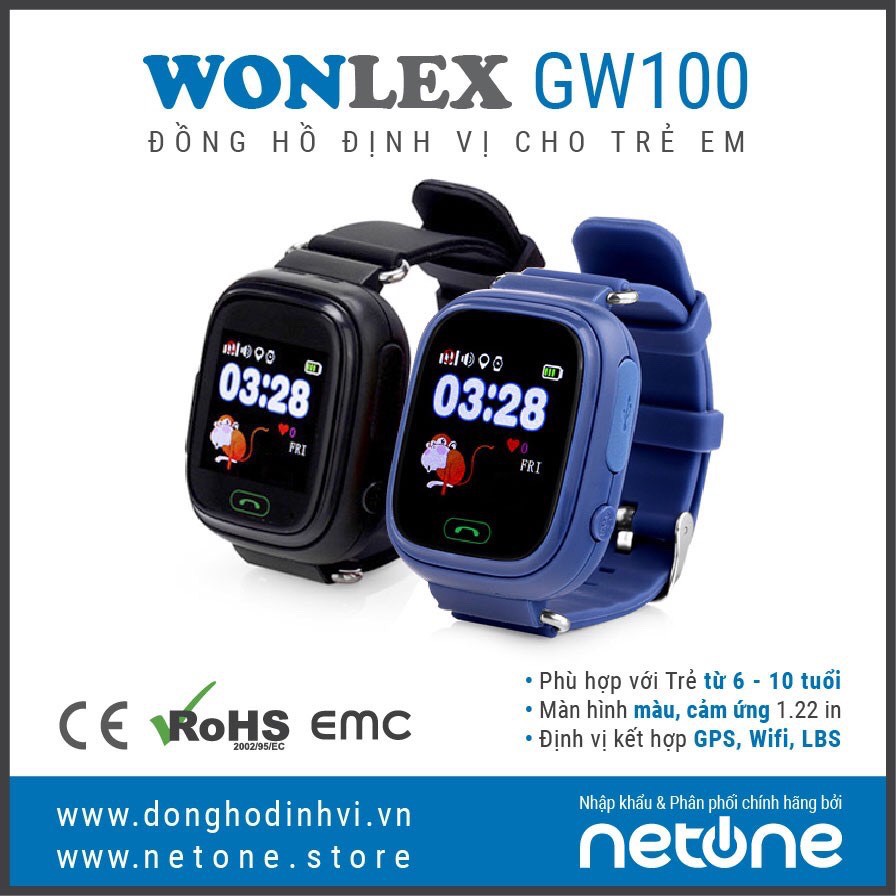 Đồng hồ Định Vị GPS Chính Hãng Wonlex Chống nước, Gọi điện, Gửi tin nhắn, App quản lý t