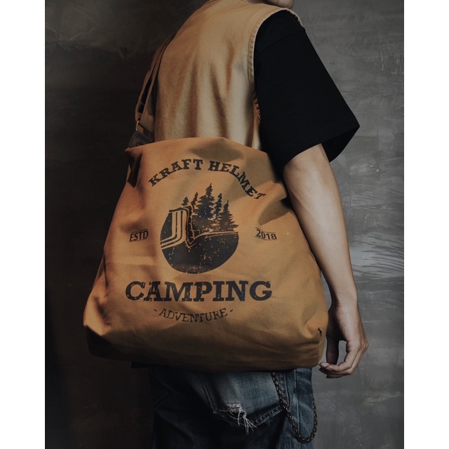 Túi tote Kraft Camping vintage