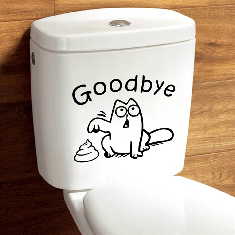 CONOPERY Miếng dán trang trí nắp bồn cầu sáng tạo có hình và chữ Goodbye chất liệu nhựa vinyl kích thước 19x15cm