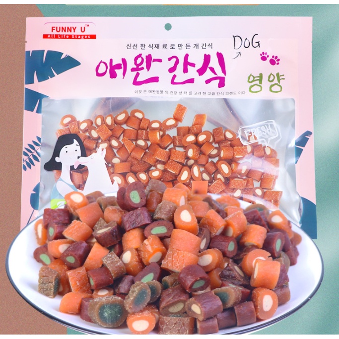 Snack SANDWICH hỗn hợp cho chó mèo túi 500g  (bánh thưởng cho chó mèo) - FUNNY U