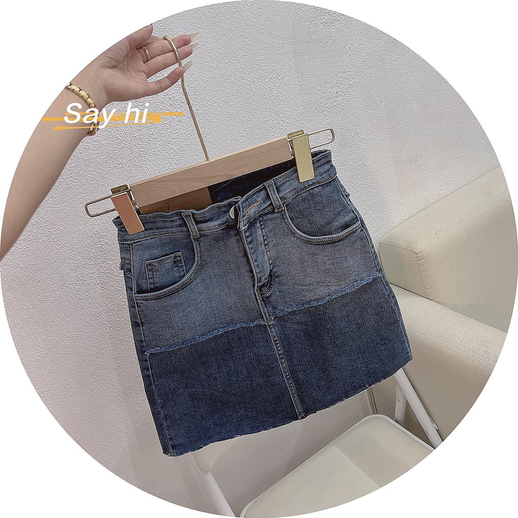 Chân váy Jeans giãn phối màu hàng Quảng Châu cao cấp NAMISA CV04