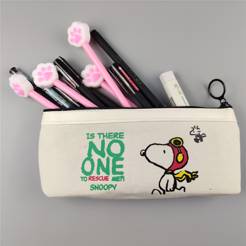 Cod In Stock New Korea Ins Cute Cartoon Girl Beige Cloth Bag Pencil Case School Student Elementary School Cartoon Bag Stationery