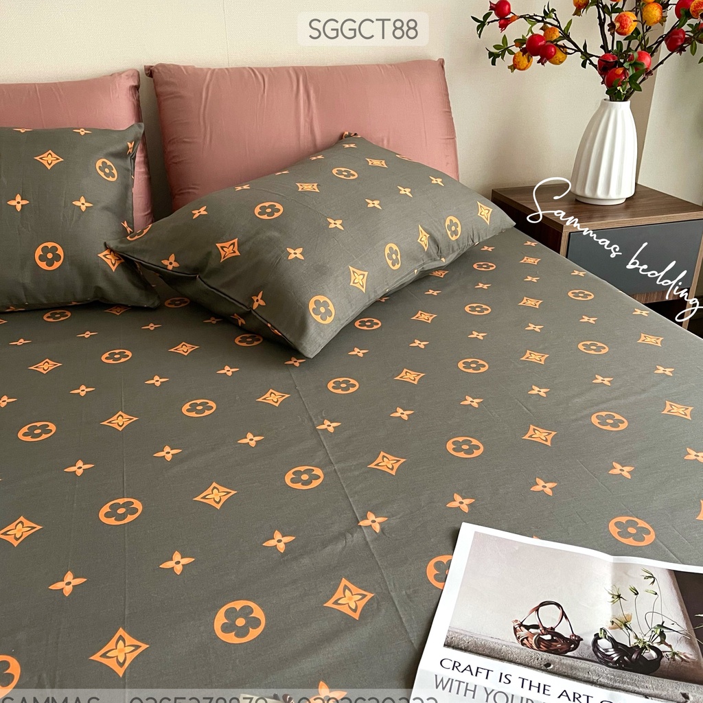Bộ Chăn Ga Gối Cotton 100%, Drap Thun Trải Giường Kèm Vỏ Gối Thoáng Mát Bốn Mùa