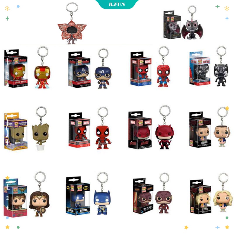 Móc Khóa Hình Avengers Alliance Iron Man Lightning Captain Batman Funko Pop Mặt Dây Chuyền Mô Hình Hoạt Hình [FUN]