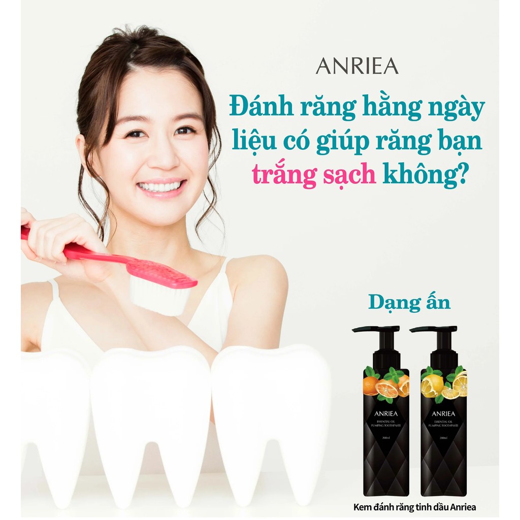 Combo 2 Chai Kem Đánh Răng Tinh Dầu Hương Cam Anriea (200ml/chai)