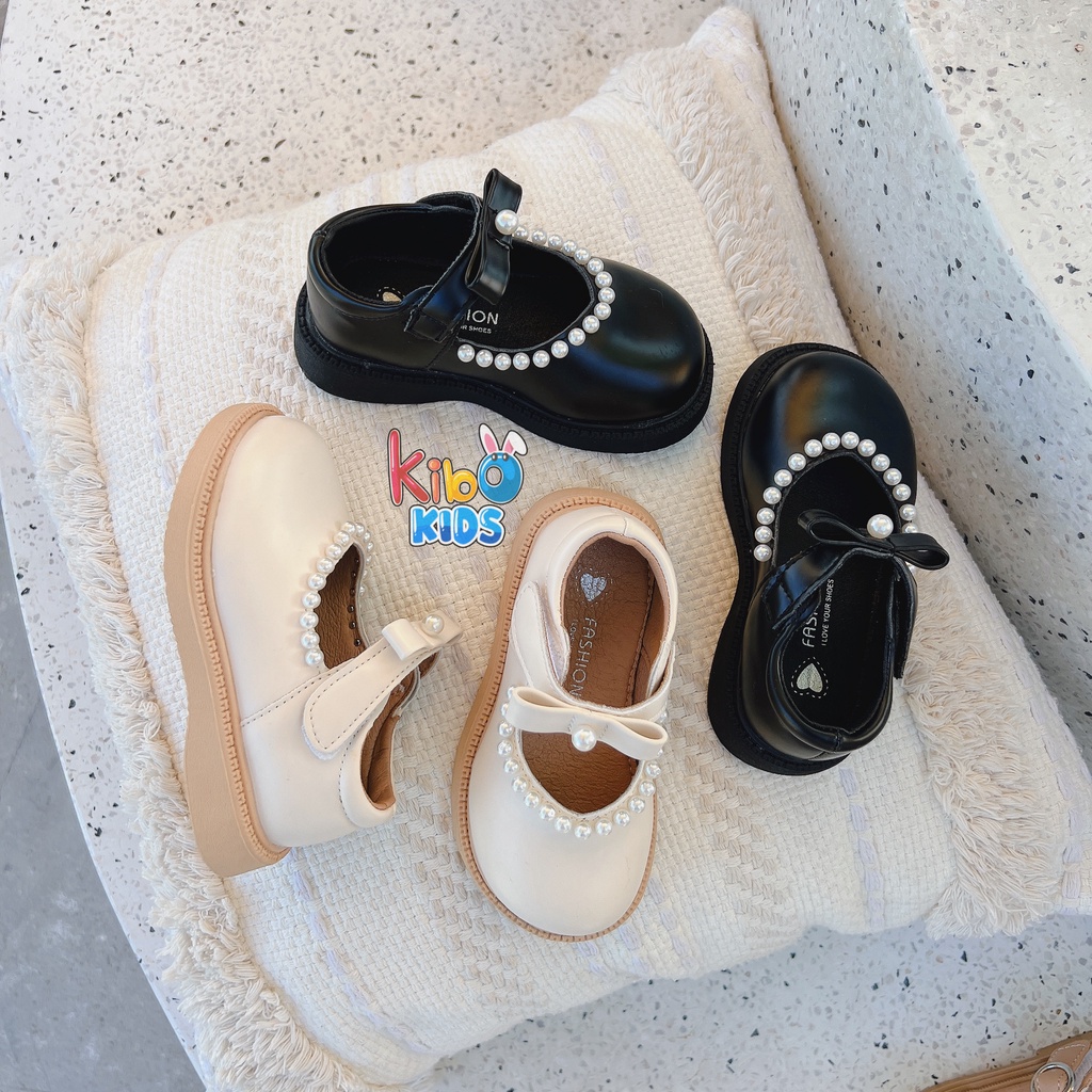 Giày Bé Gái - Giày búp bê da mềm phong cách Vintage Hàn Quốc có quai dán BB444 (có ảnh thật)