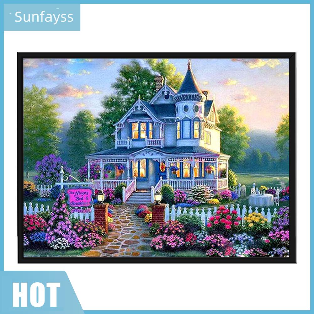 Bộ Tranh Thêu Chữ Thập Tự Làm Hình Phong Cảnh Trang Trí Sân Vườn