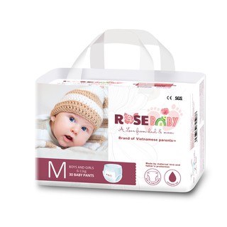 Bịch Bỉm Quần ROSE BABY Đủ Size M (30 miếng)/ L (28 miếng)/ XL (26 miếng)/ XXL (24 miếng)/ XXXL (22 miếng)