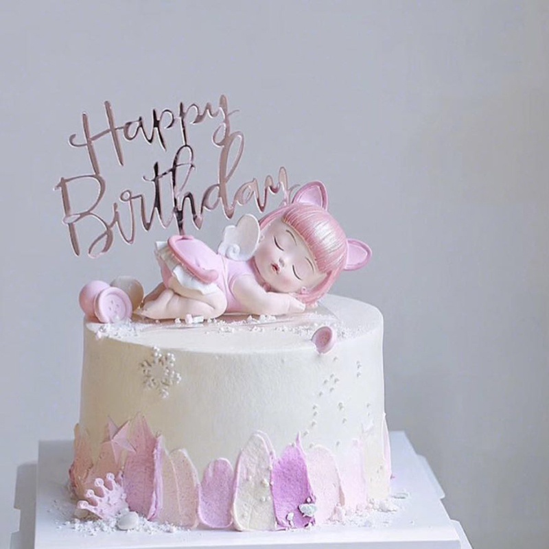 Phụ Kiện Trang Trí Bánh Kem Hình Búp Bê Em Bé Đang Ngủ Dễ Thương