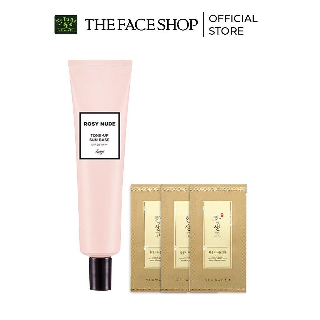 Combo Kem Lót Trang Điểm Nâng Tông Da Thefaceshop 15ml+Tinh Chất Làm Sáng Da Thefaceshop 1.5mlX3