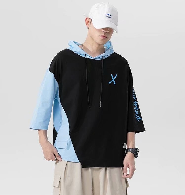 Thời Trang Áo Hoodie Tay Ngắn Dáng Rộng Có Dây Rút Phong Cách Kpop