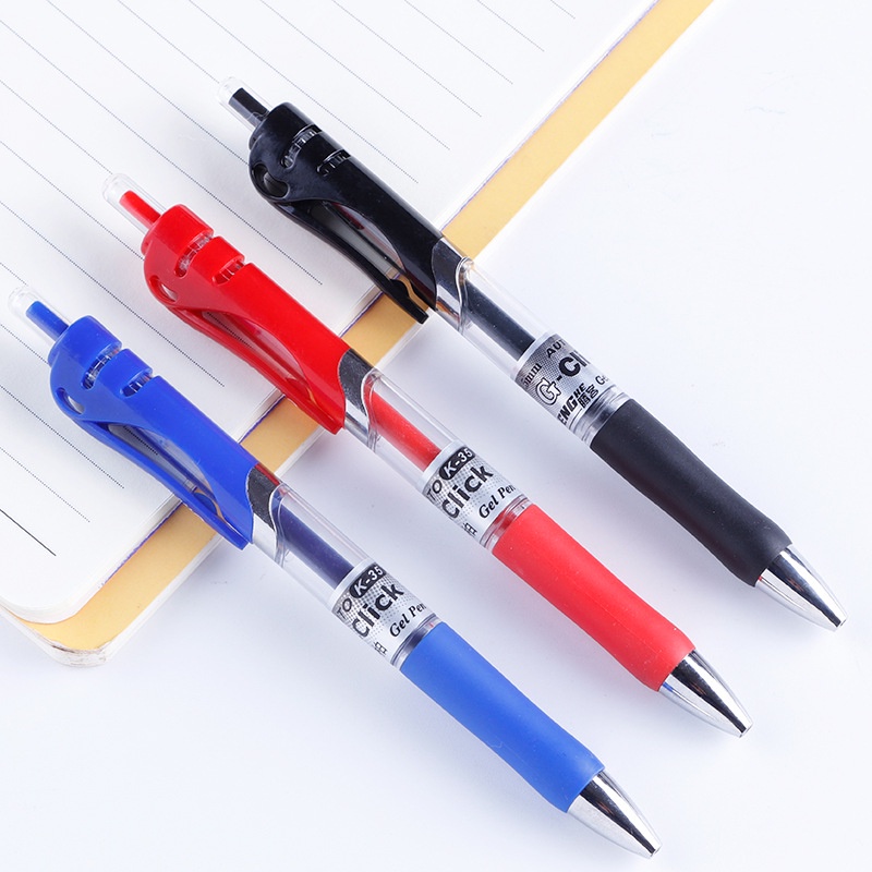Bộ 2 bút bi học sinh mực màu đen/xanh/đỏ ngòi bút 0.5mm tiện dụng