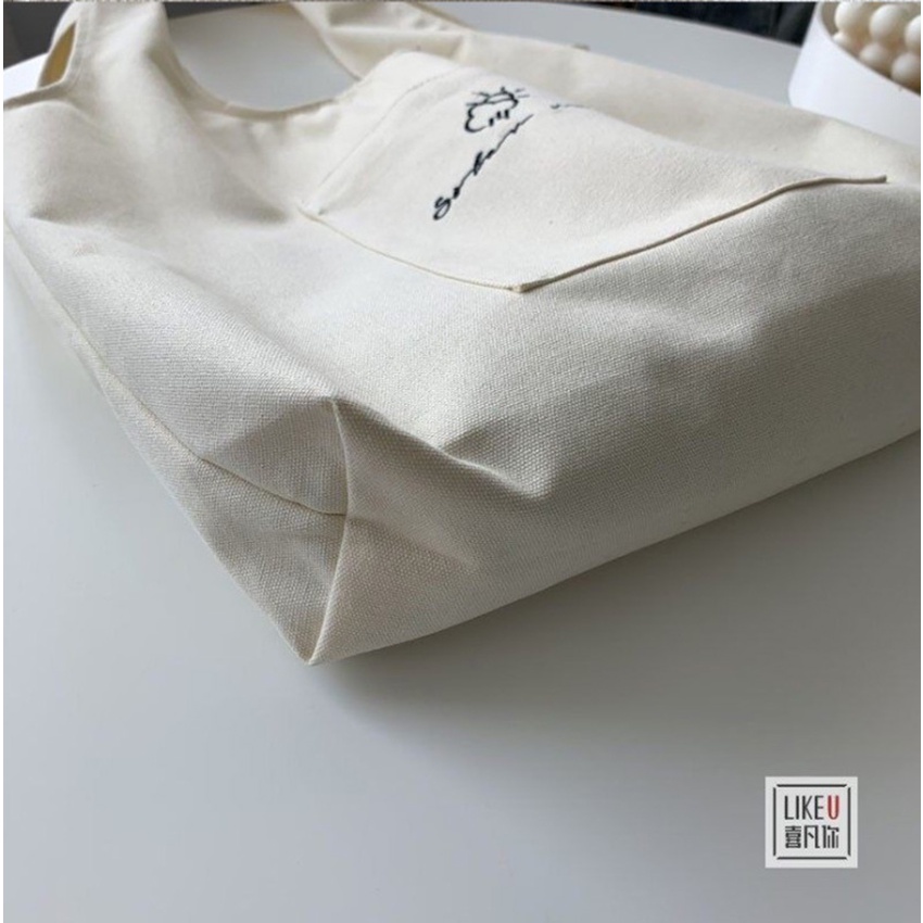 Túi tote vải bố đựng đồ canvas đeo chéo Hazin phong cách Hàn Quốc,tote thời trang đeo chéo,vải canvas loại tốt HZ 47