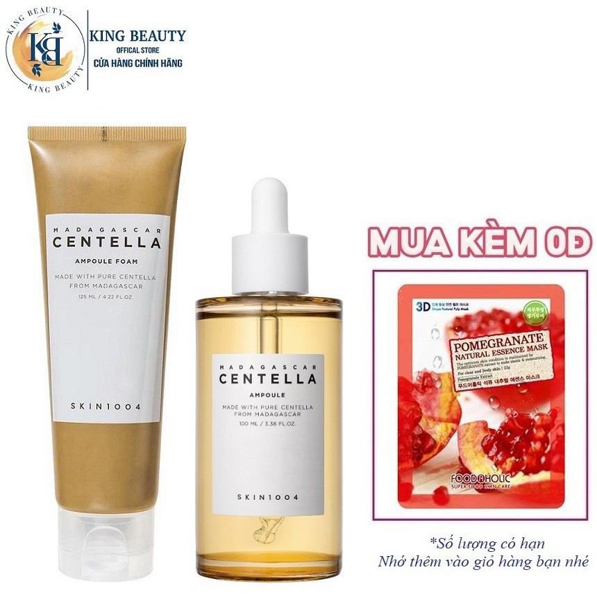 Combo Giảm Mụn, Phục Hồi Da Chiết Xuất Rau Má Skin1004 Madagascar Centella ( Sữa rửa mặt 125ml , Serum 100ml )