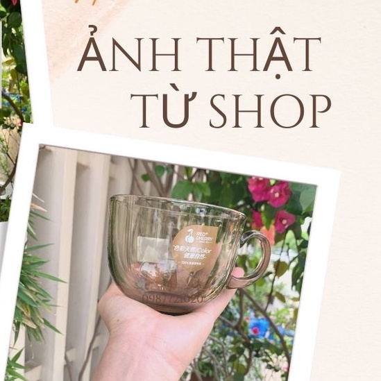 Ảnh thật - Video - Cốc thuỷ tinh màu Hổ phách, cốc ăn sinh tố, ngũ cốc Happy shop 888