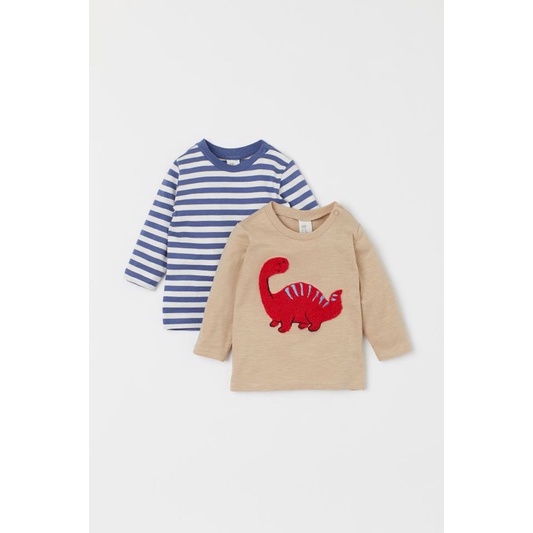 Set 2 áo cotton dài tay bé trai HM auth