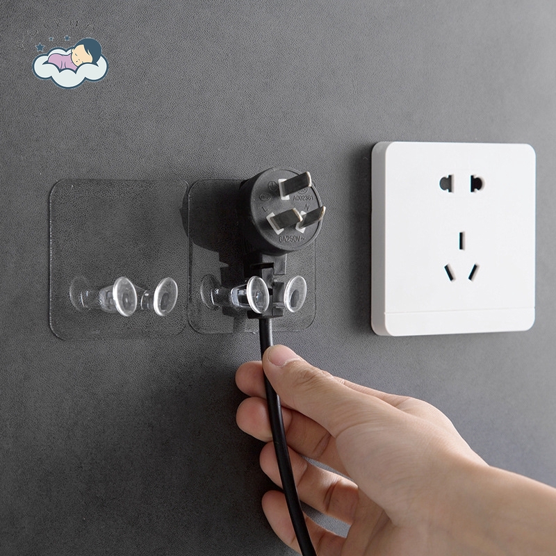 Móc Dán Tường Trong Suốt Treo Phích Cắm Điện Tiện Lợi