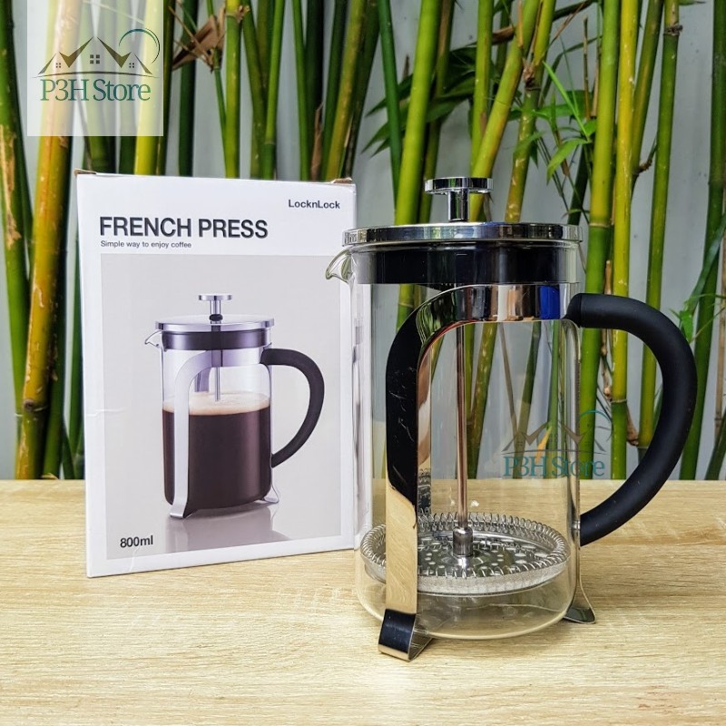 Bình pha cà phê Pháp Lock&amp;Lock French Press bình pha trà dung tích 800ml LLG018 LLG019