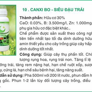 CANXI BO HLC 500ML CHỐNG RỤNG HOA, CHỐNG RỤNG QUẢ NON, DƯỠNG QUẢ NON, THÚC QUẢ LỚN, CHỐNG NỨT QUẢ CHO CÂY TRỒNG